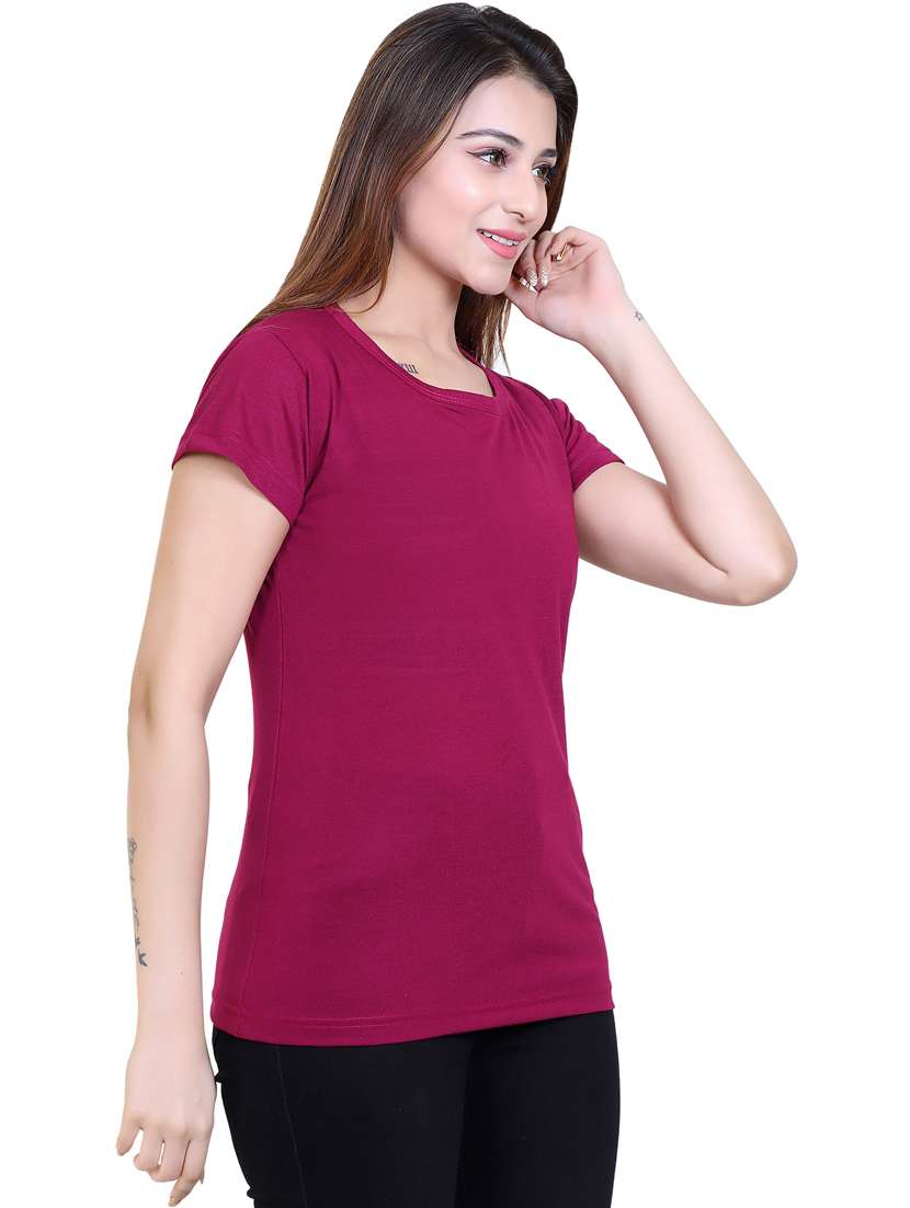 women solid round neck cotton t-shirt - 21033704 -  Standard Image - 2