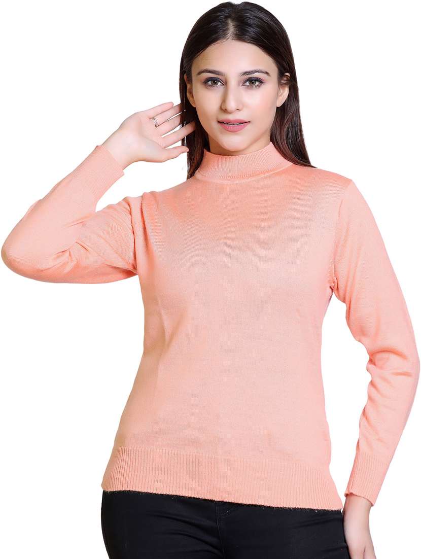 peach solid wool pullover - 21033745 -  Zoom Image - 0