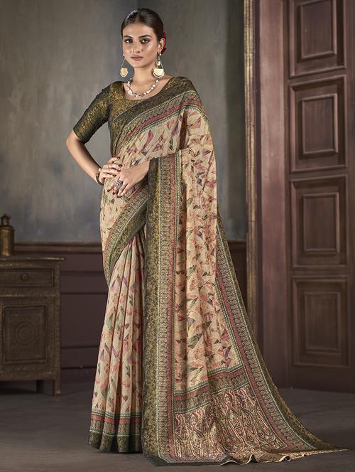 women geometric printed saree with blouse - 21033969 -  Standard Image - 0
