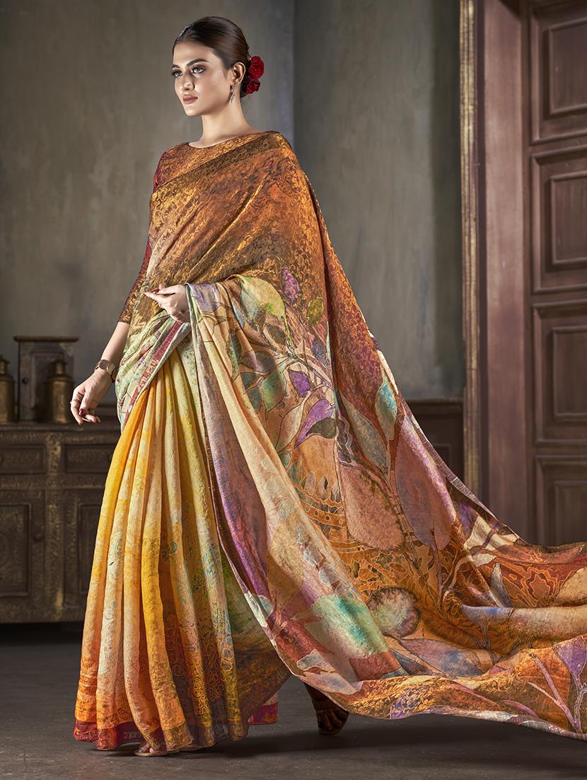 women multi color printed saree with blouse - 21033972 - Zoom Image - 0