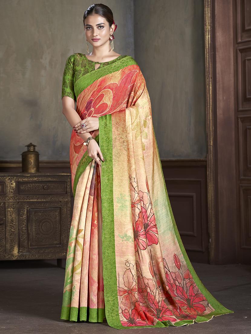 women floral printed saree with blouse - 21033980 -  Zoom Image - 0