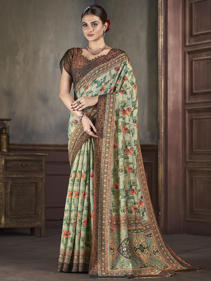 women green floral printed straight kurta with blouse - 21033982 -  Zoom Image - 0