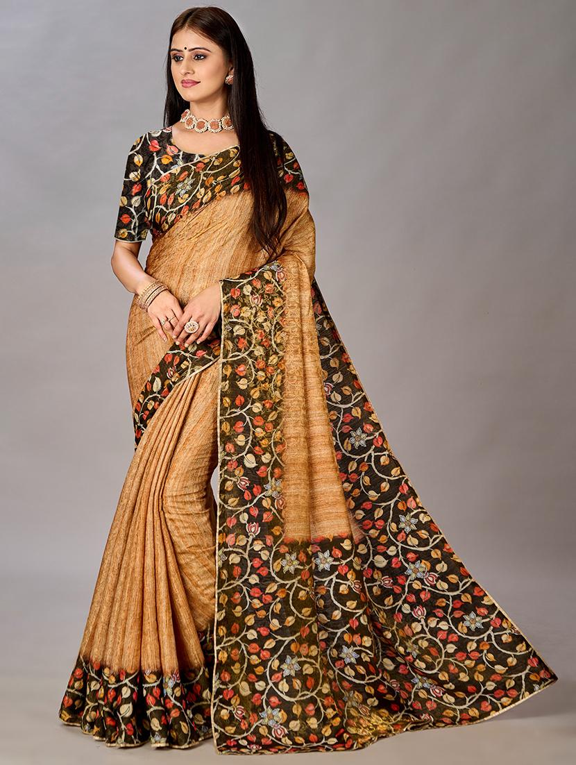 women floral printed bordered saree with blouse - 21033986 -  Zoom Image - 0