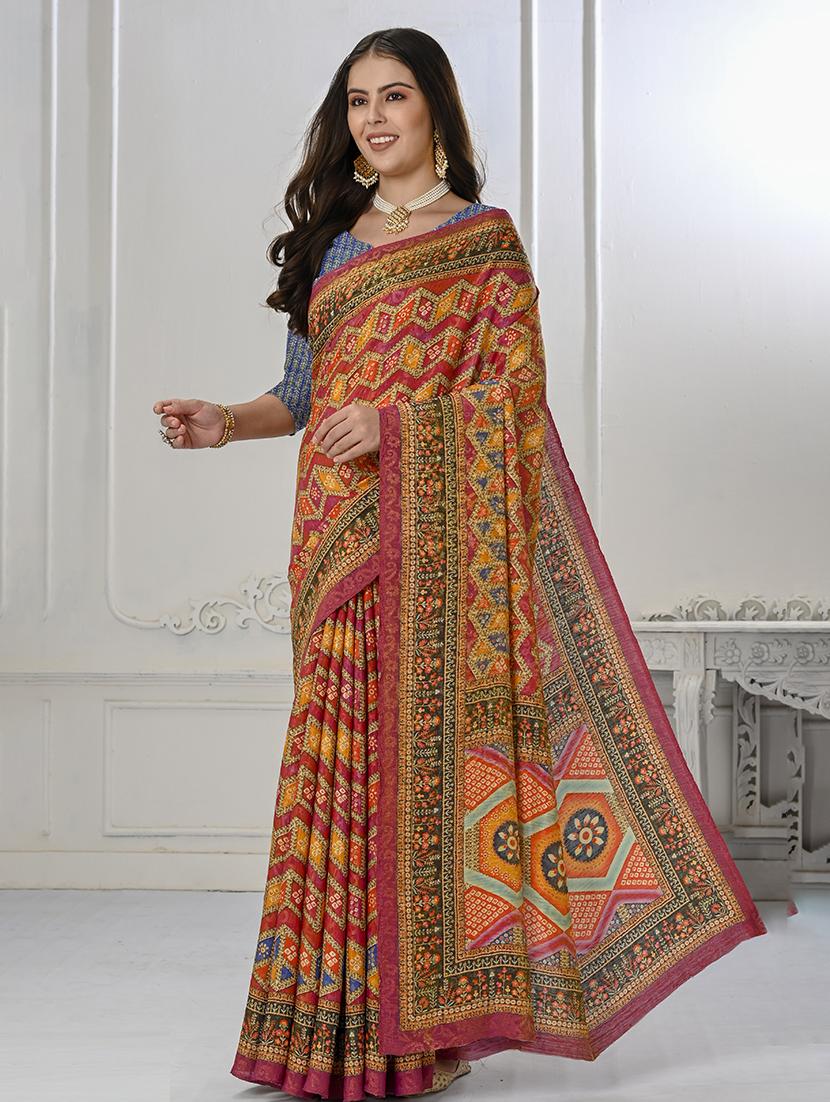 women bandhani printed saree with blouse - 21034004 - Zoom Image - 0