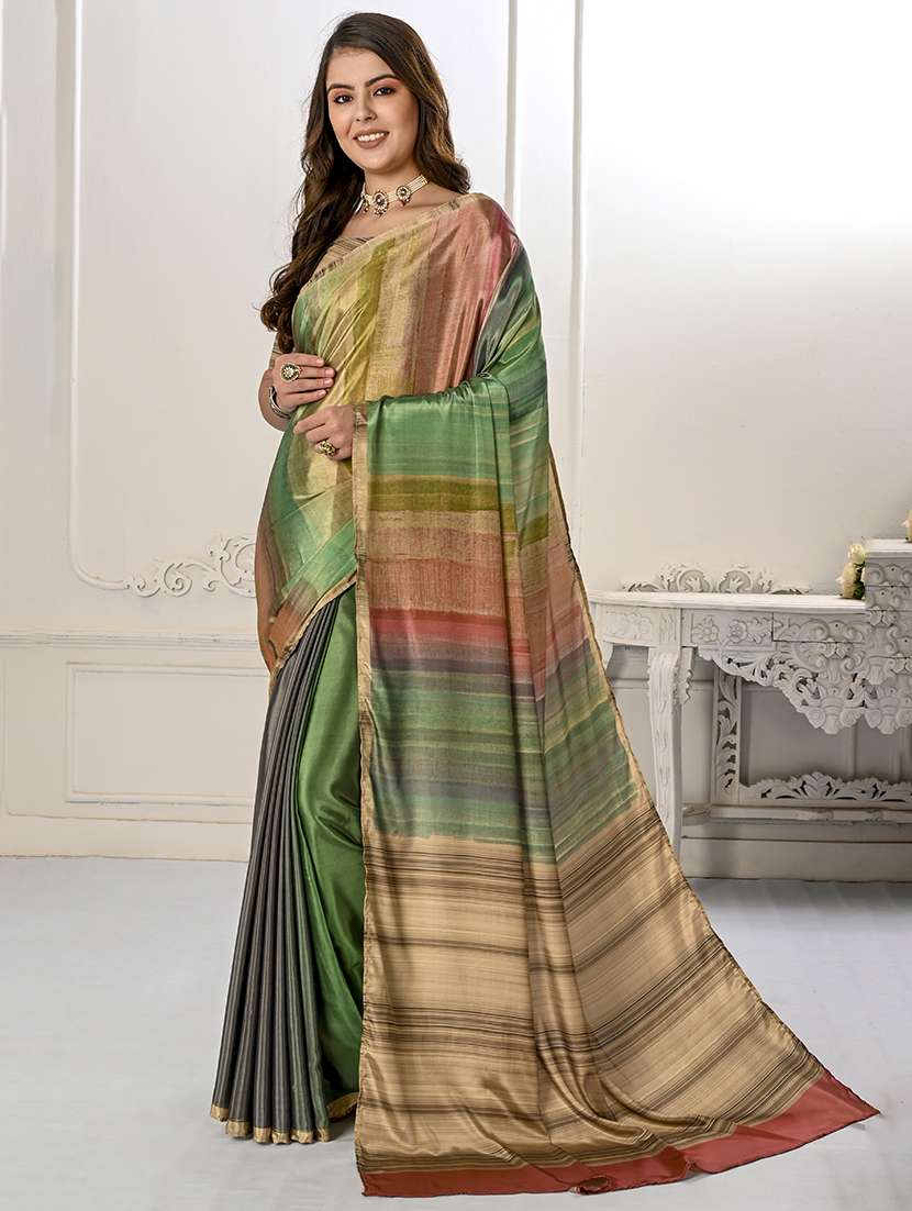 women multi color printed saree with blouse