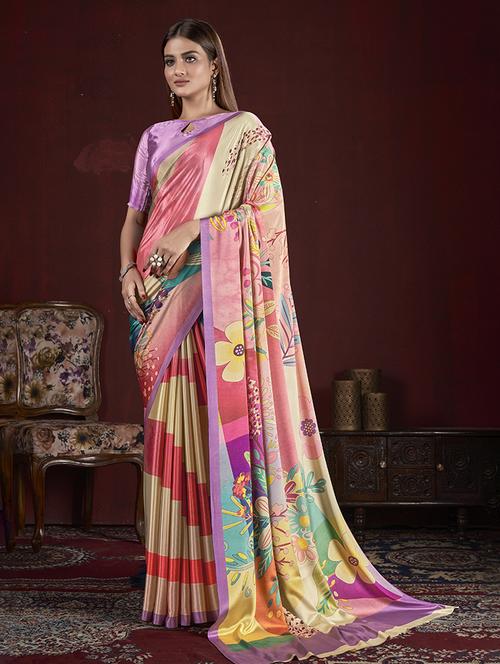 women multi color printed saree with blouse - 21034039 - Standard Image - 0