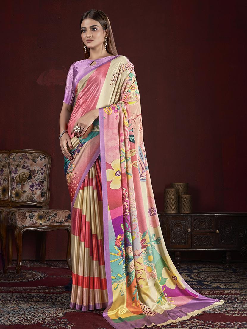 women multi color printed saree with blouse - 21034039 - Zoom Image - 0
