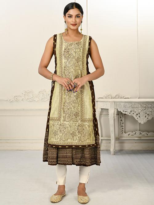 women round neck sleeveless layered kurta - 21034116 - Standard Image - 0