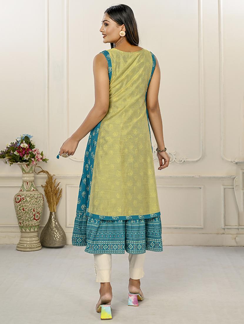 women round neck sleeveless layered kurta - 21034133 - Standard Image - 2