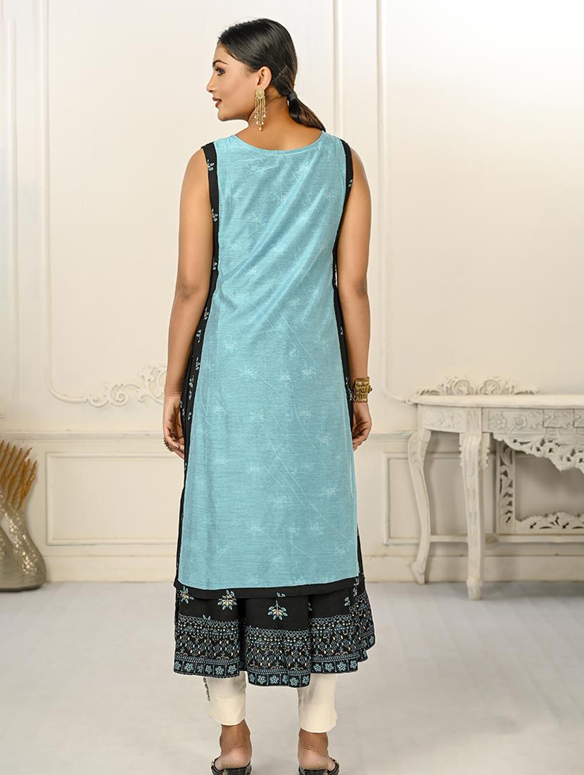 women round neck sleeveless layered kurta - 21034137 - Standard Image - 2