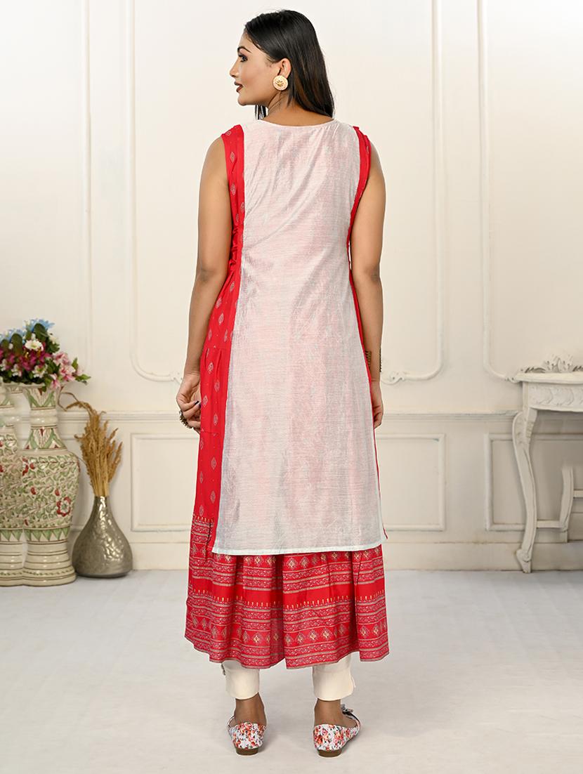 women round neck sleeveless layered kurta - 21034139 - Standard Image - 2