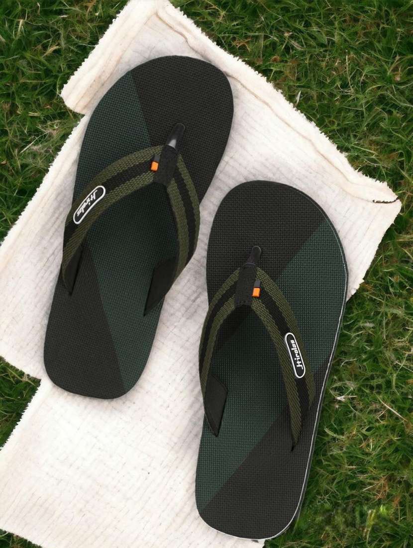 olive color block toe separator flip flops