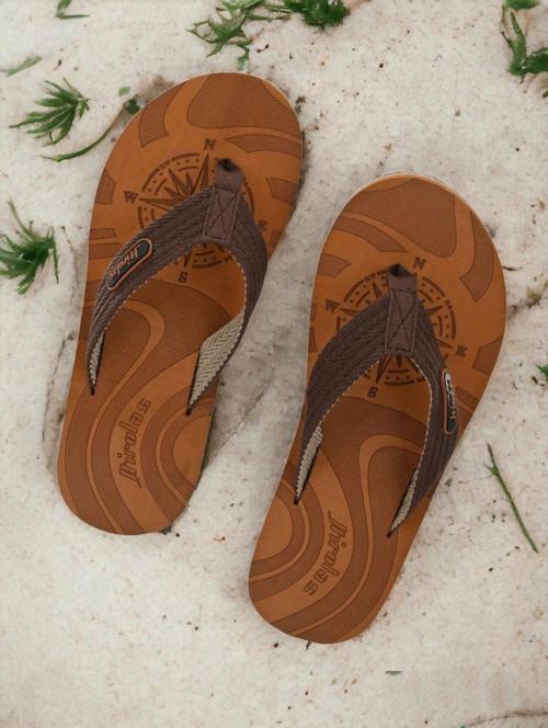men's fabrication brown anti-sweat flip-flops - 21034456 -  Standard Image - 0