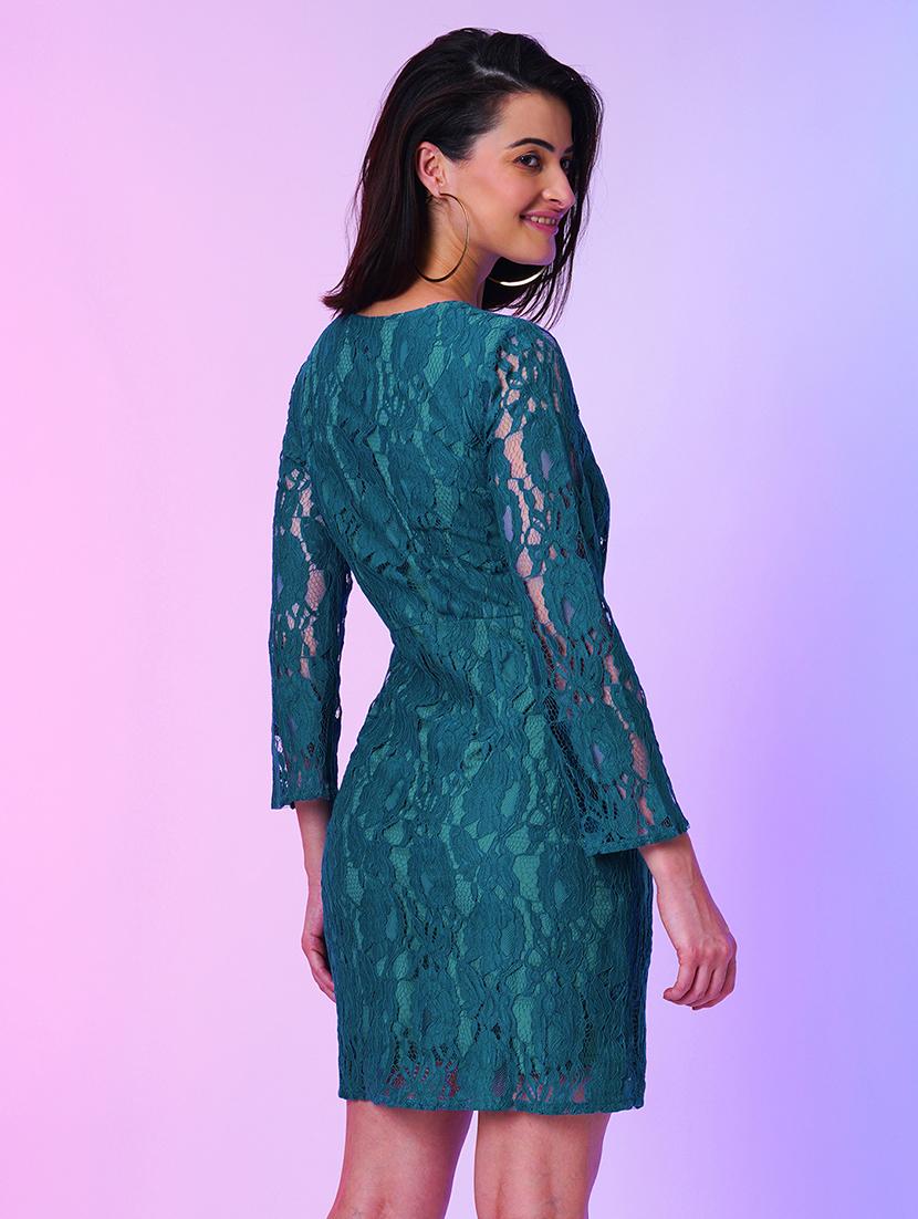 teal lace bodycon dress - 21034537 - Standard Image - 2