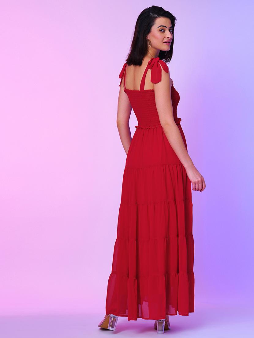 red georgette tiered dress - 21034538 - Standard Image - 2