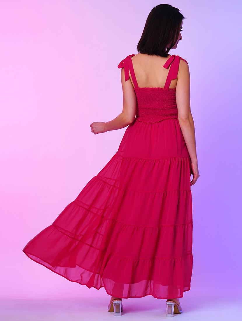pink georgette tiered dress - 21034539 - Standard Image - 2