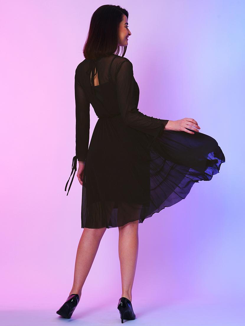 black net fit & flare dress - 21034547 - Standard Image - 2
