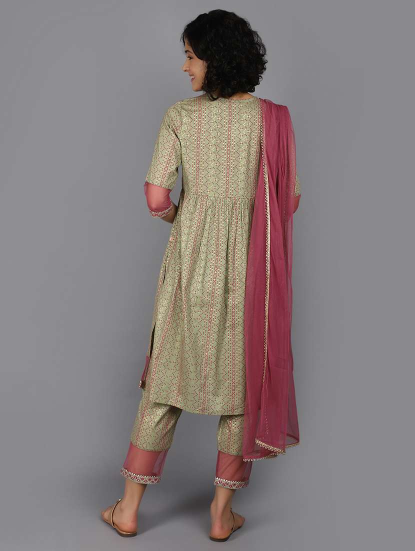 women three quarter sleeve kurta pant with dupatta set - 21034672 - Standard Image - 2