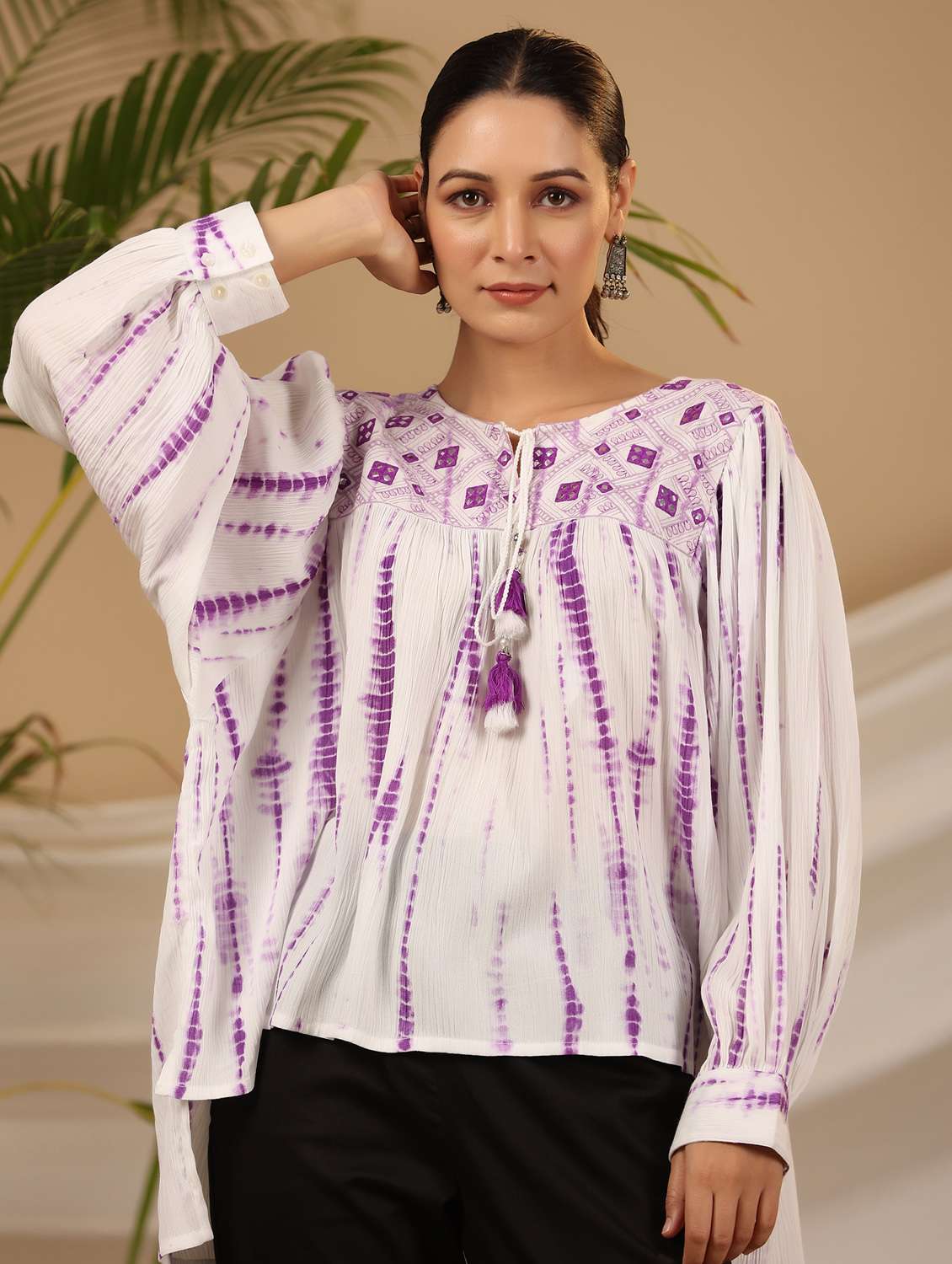 women tie & dyed high-low tunic