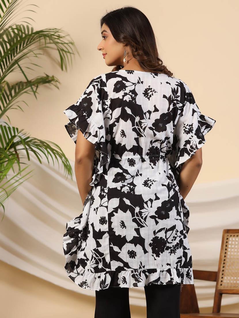 white floral printed kaftan top - 21034874 - Standard Image - 2
