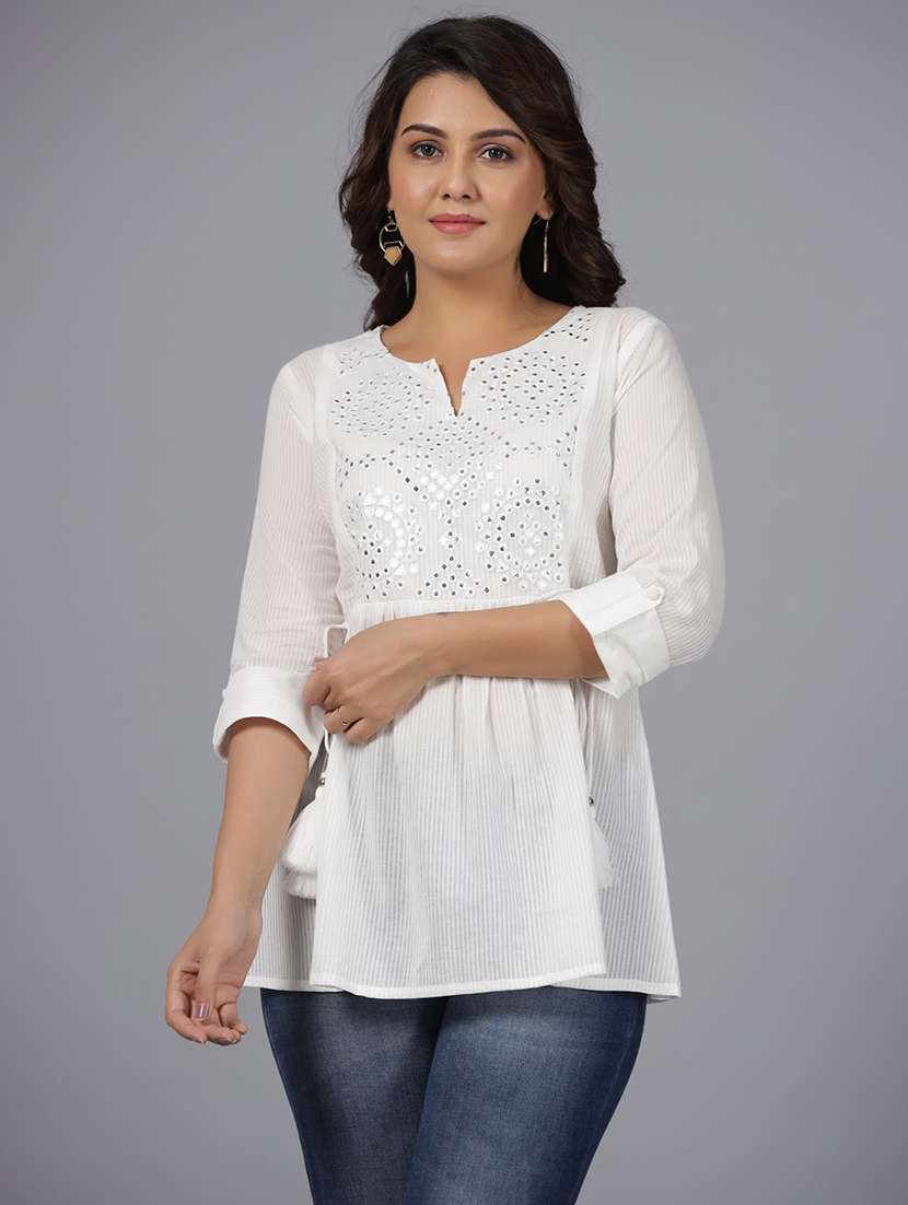 women mirror work a-line tunic