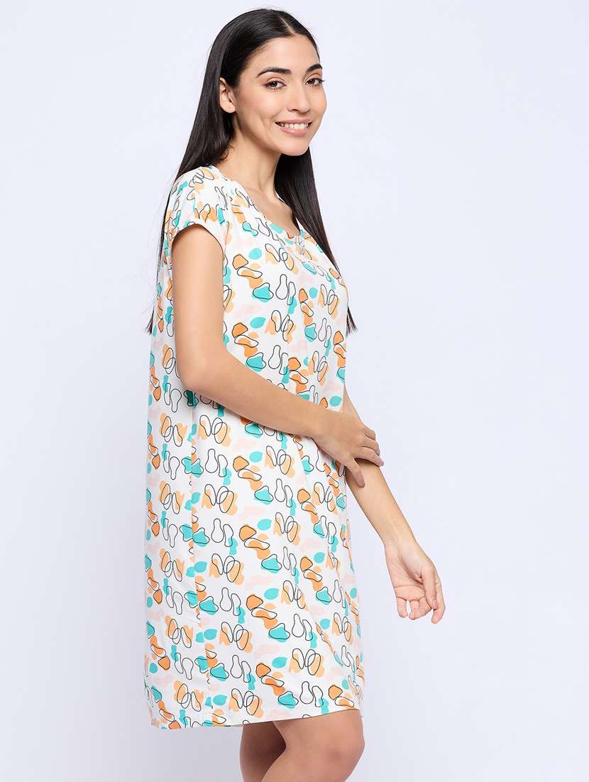women round neck printed sleepshirts - 21034920 - Standard Image - 2