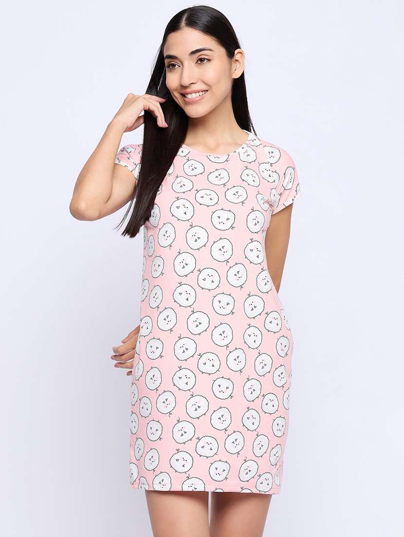 women printed cotton sleepshirt