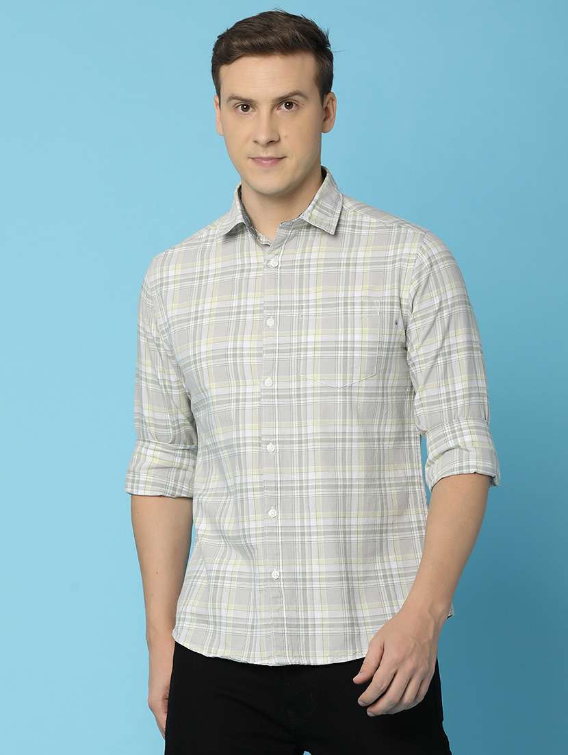 men checkered cotton casual shirt