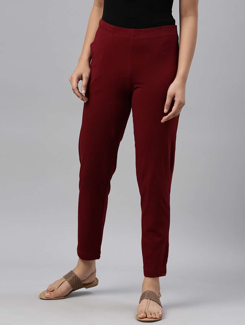 women solid mid rise tapered pant - 21035206 -  Standard Image - 2