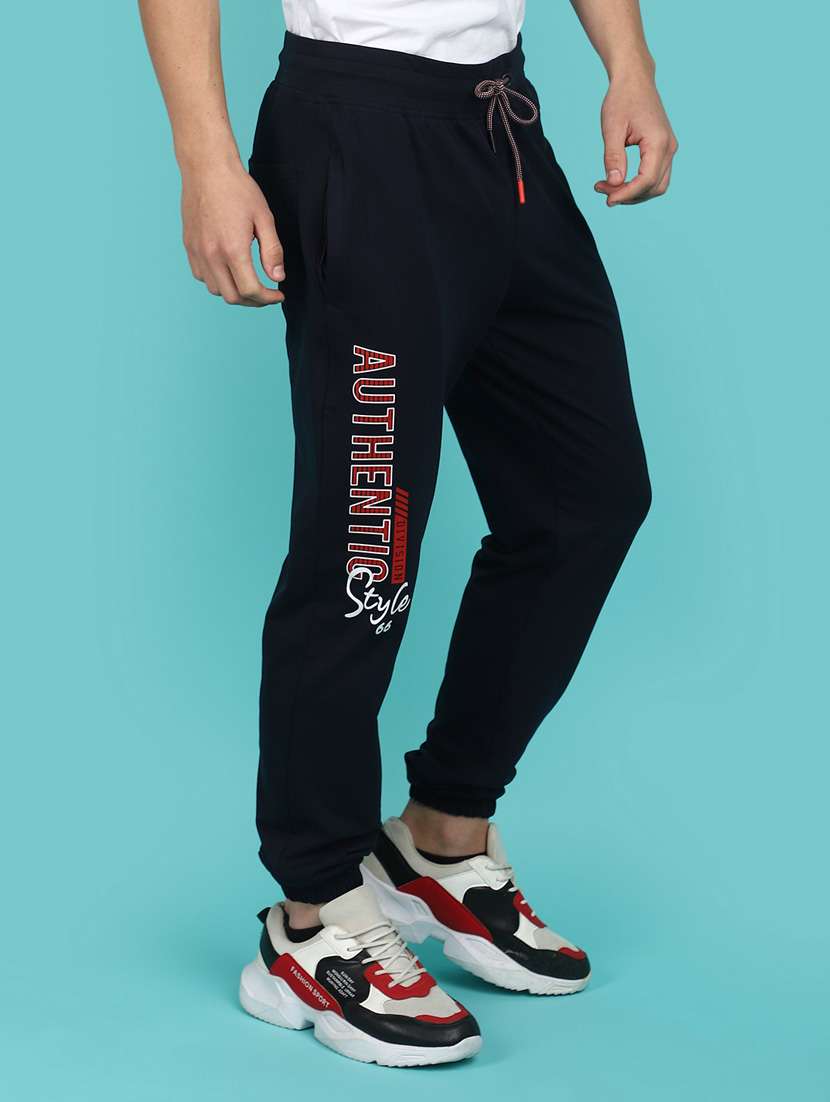 navy blue cotton full length track pant - 21035521 -  Standard Image - 2