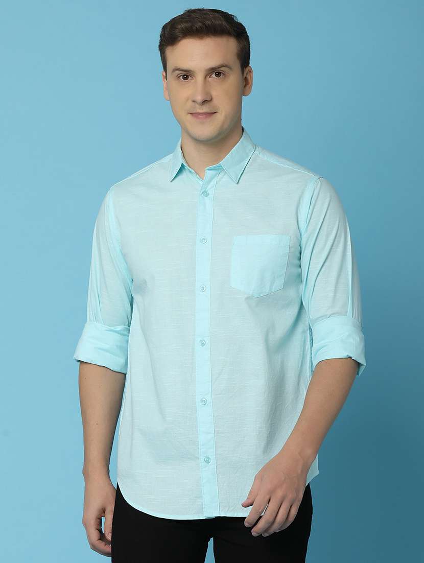 men solid cotton casual shirt