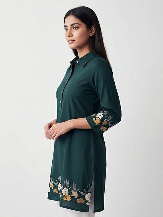 women printed three quarter sleeve kurta - 21036165 -  Standard Image - 2