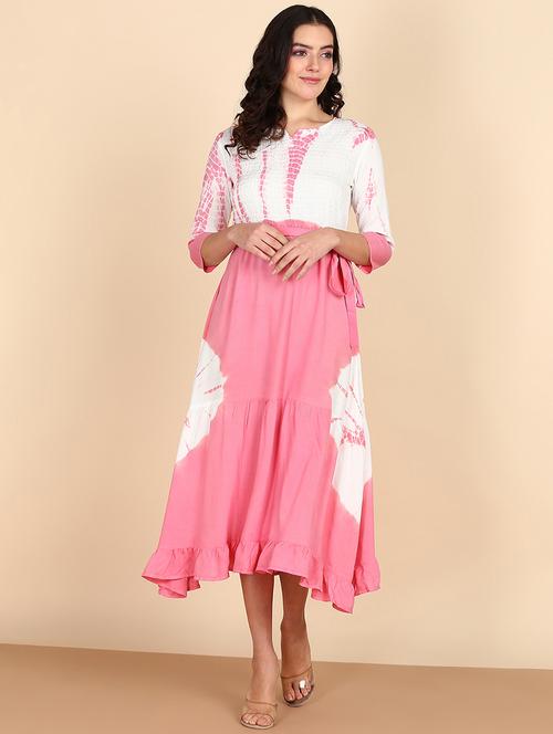 pink tie & dye smocked detailed dress - 21036402 - Standard Image - 0