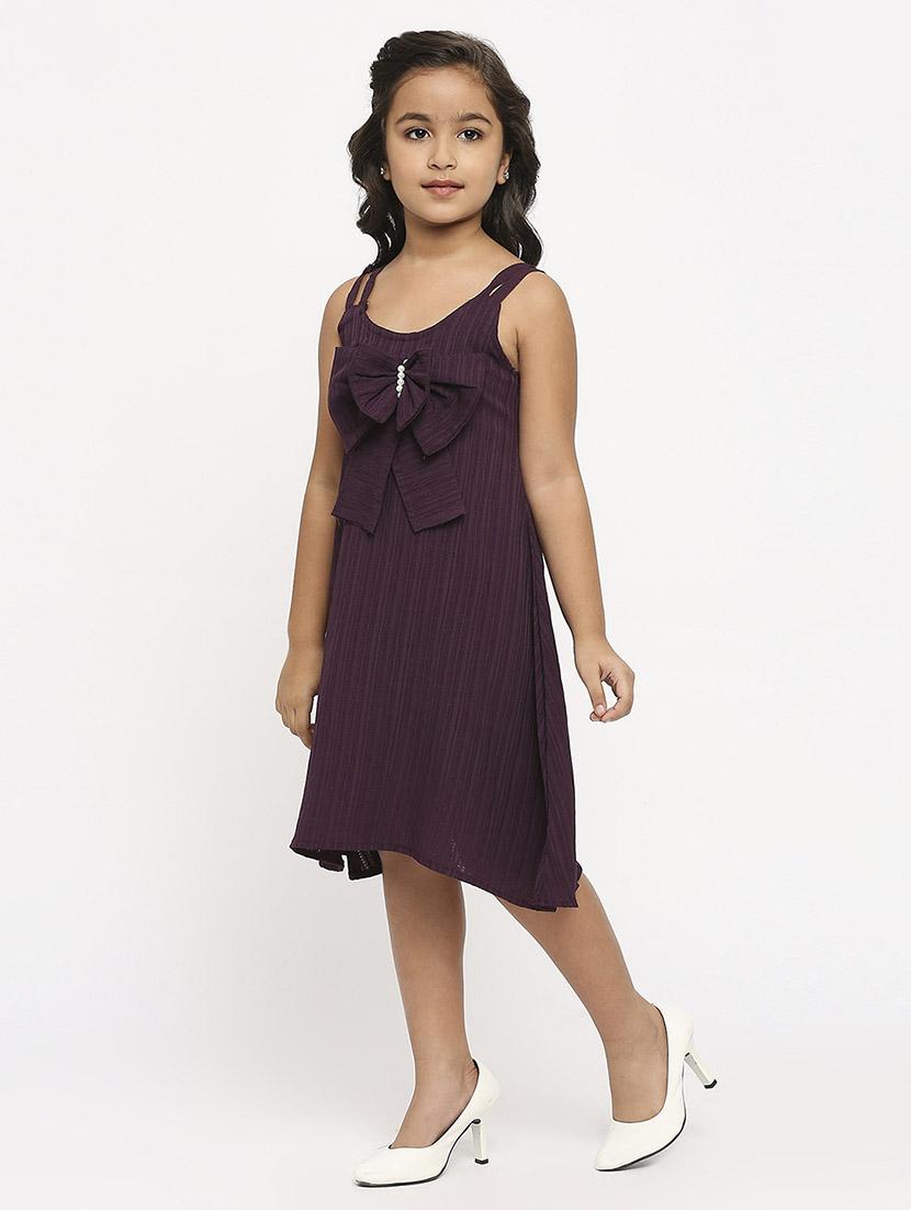 girls maroon stripes frock - 21036899 - Standard Image - 2