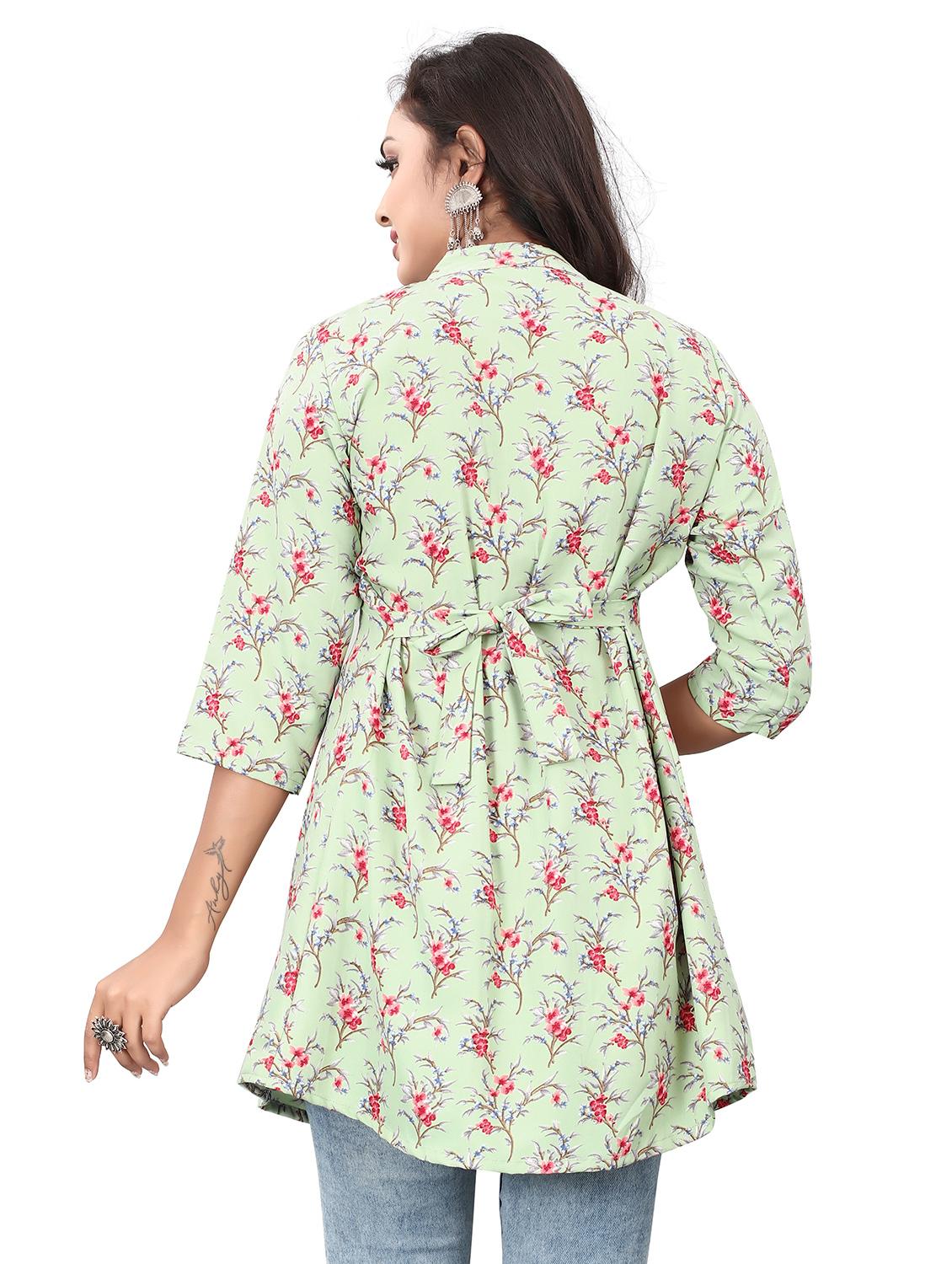 women floral print mandarin neck tunic - 21037226 - Standard Image - 2