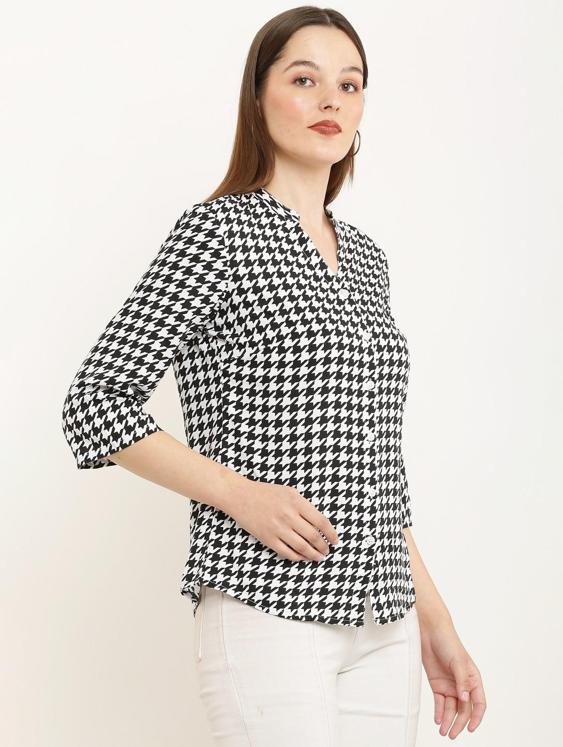 black viscose printed top - 21037467 - Standard Image - 2