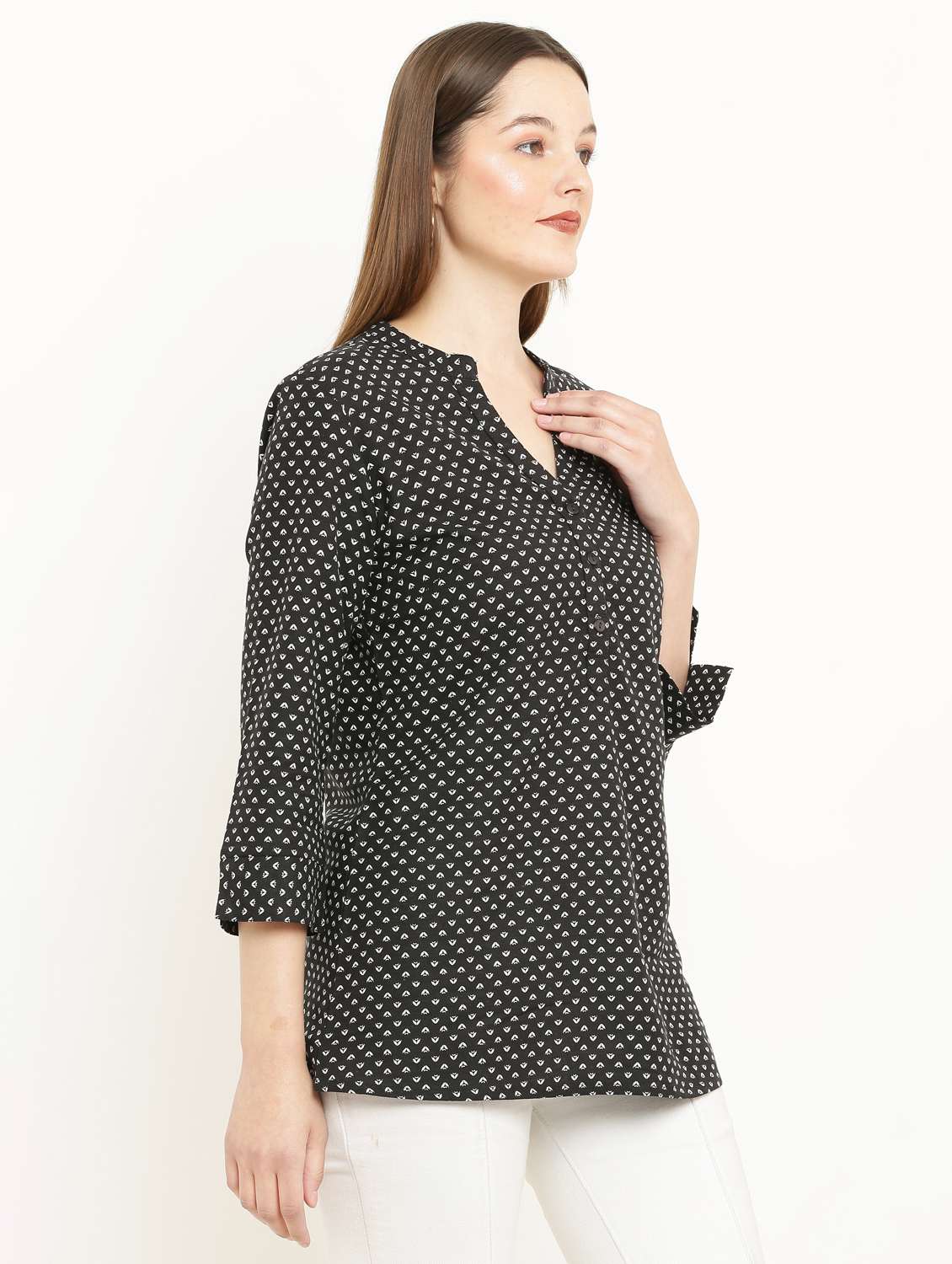 women printed viscose top - 21037479 - Standard Image - 2