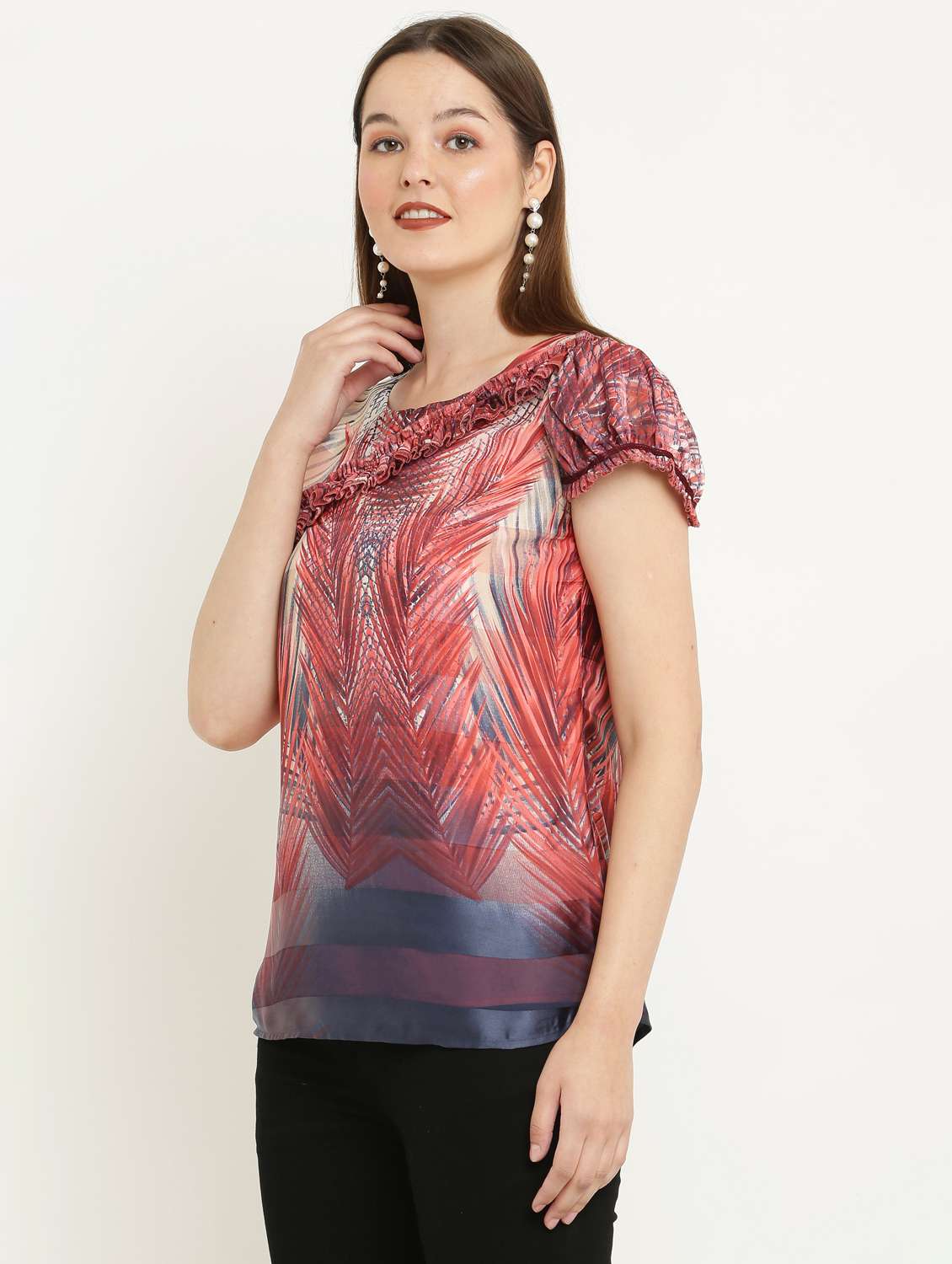 multicolored silk blend abstract print top - 21037490 - Standard Image - 2