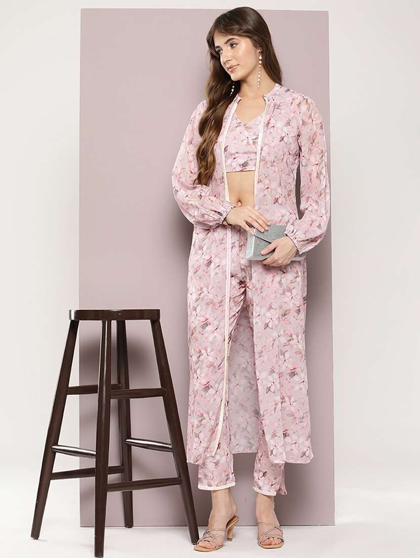 peach floral printed fusion set