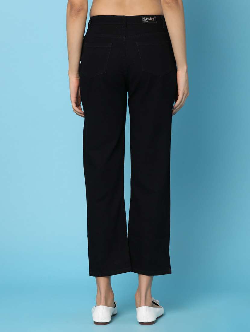 black solid cotton jeans - 21043485 -  Standard Image - 2
