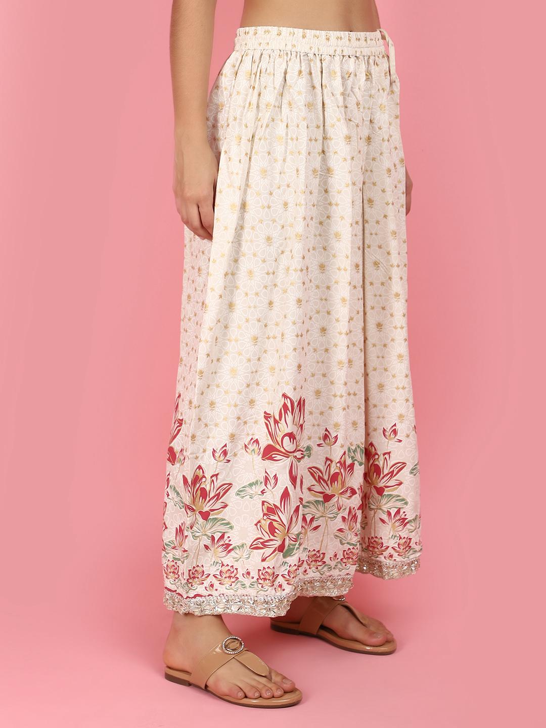 off white rayon flared skirts - 21043496 - Standard Image - 2