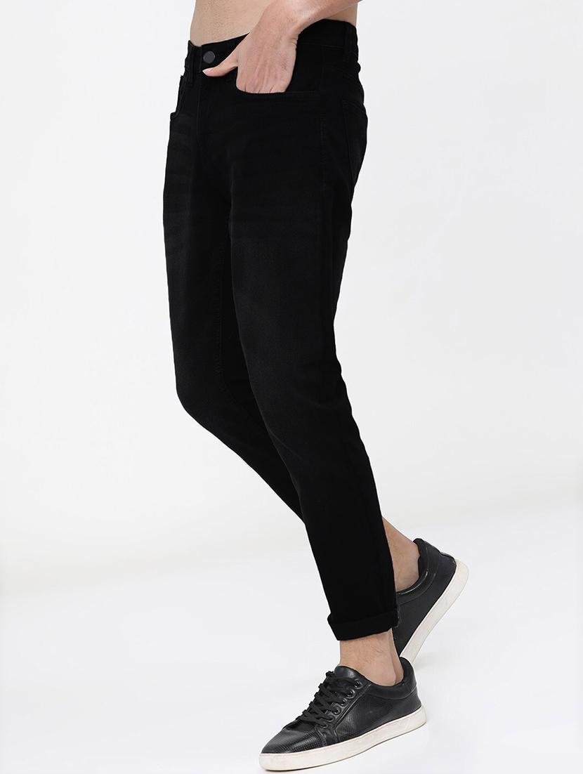 men black mid rise plain jeans - 21043846 - Standard Image - 2