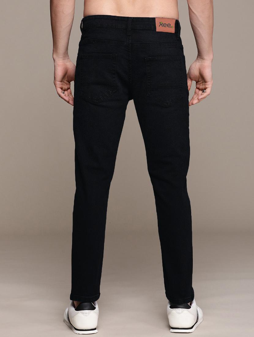 men black mid rise plain jeans - 21043852 - Standard Image - 2