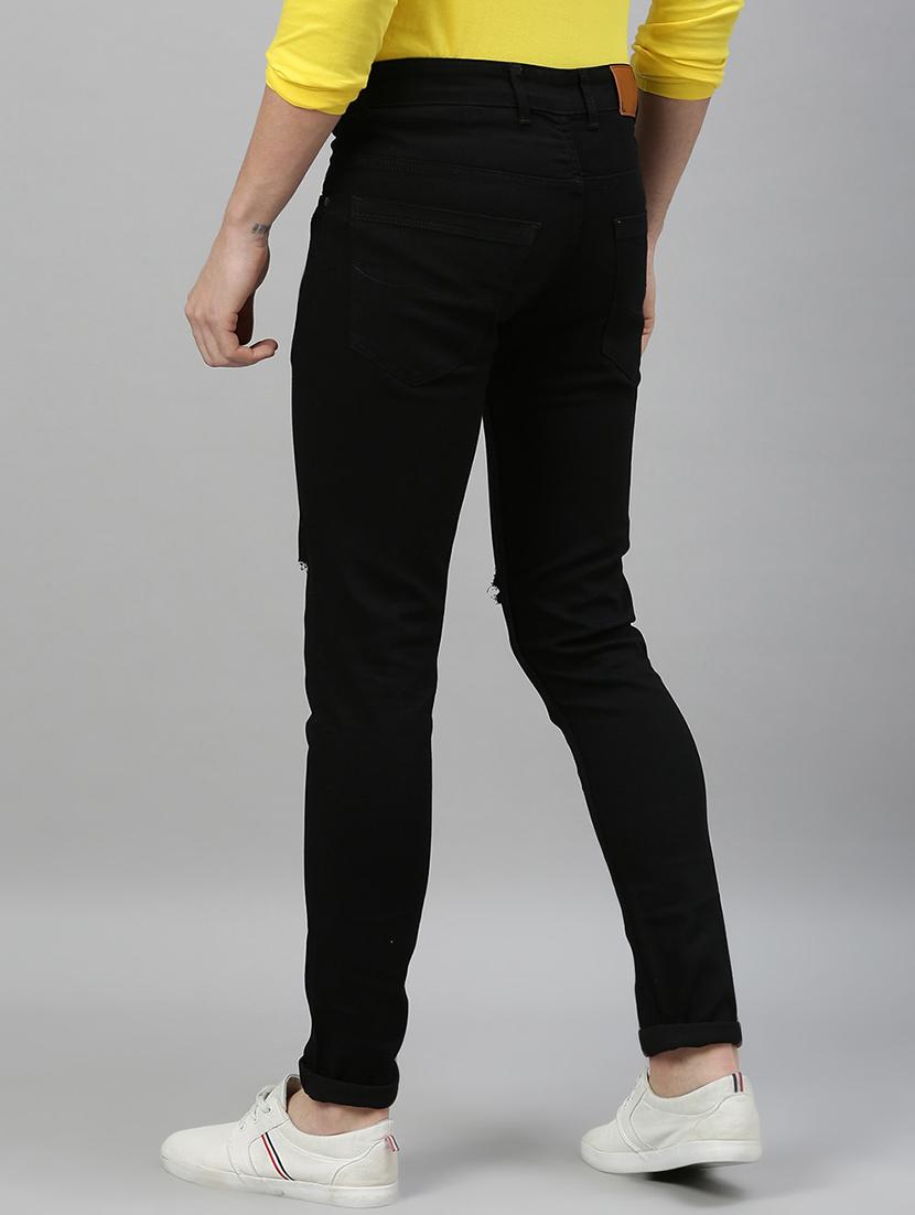 men black mid rise slash knee jeans - 21043856 - Standard Image - 2