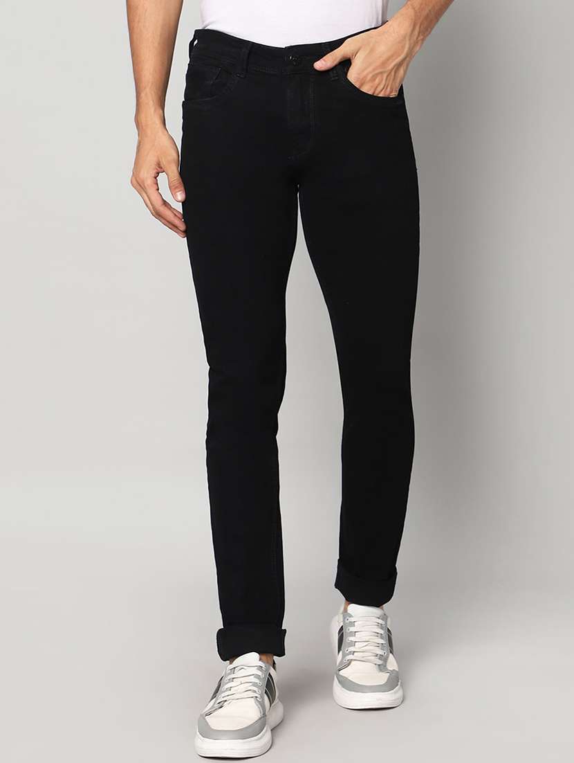 men black mid rise plain jeans