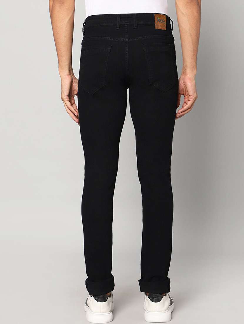 men black mid rise plain jeans - 21043870 - Standard Image - 2