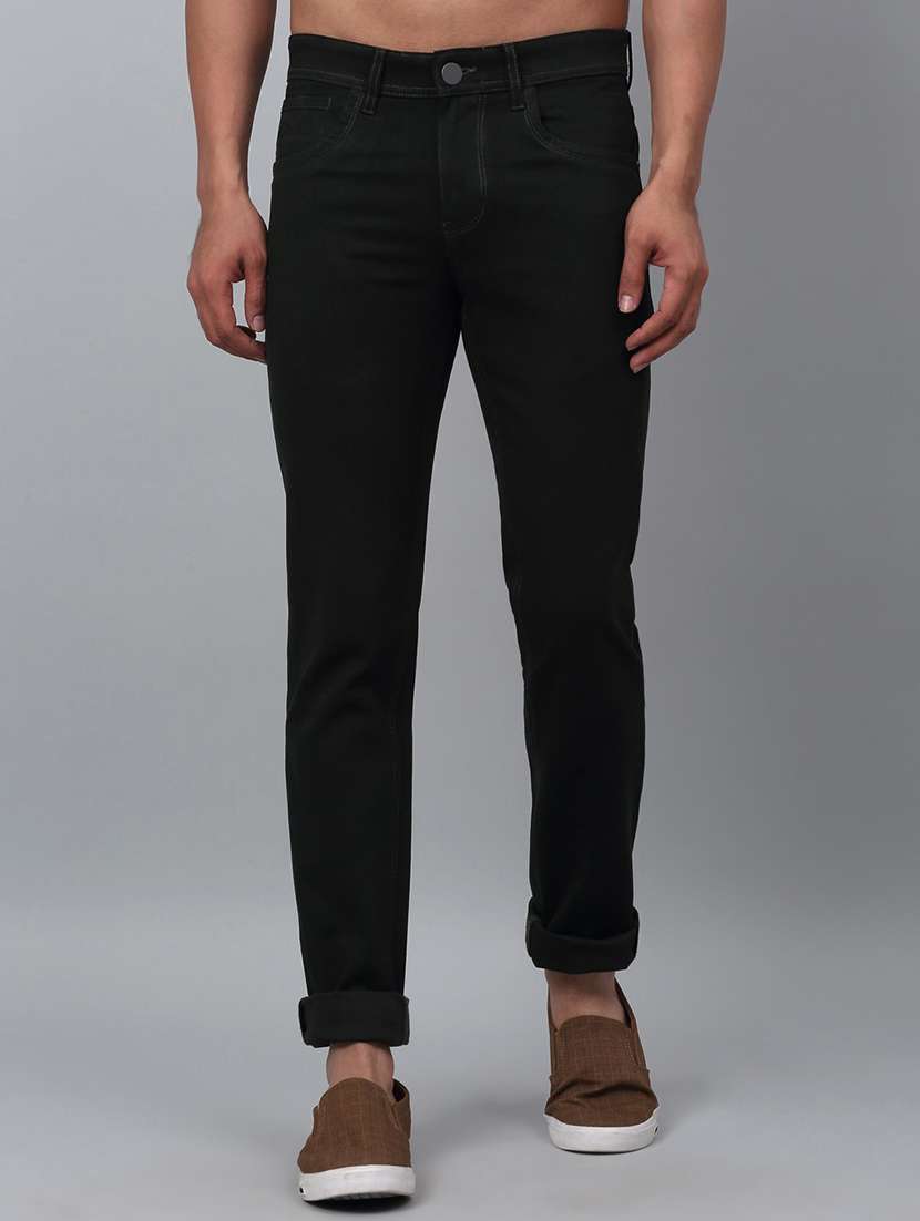 men mid rise plain jeans