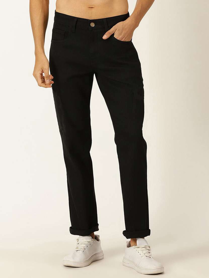 men mid rise plain jeans