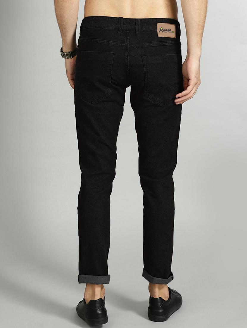 men black mid rise plain jeans - 21043897 - Standard Image - 2