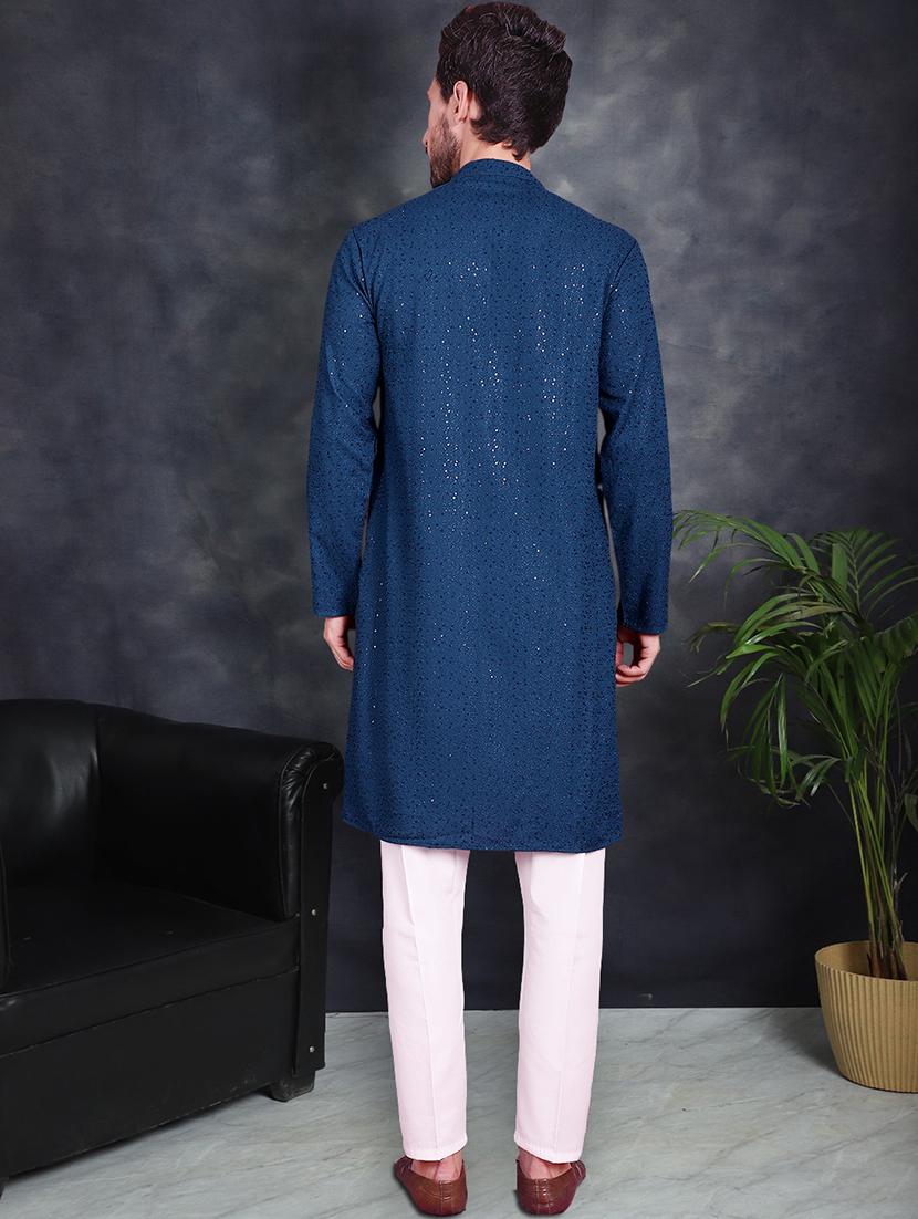 men sequin embroidered kurta pant set - 21048086 - Standard Image - 2